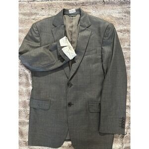 John Varvatos Men 42R Gray Herringbone Super 130s Wool Blazer Sport Coat Jacket